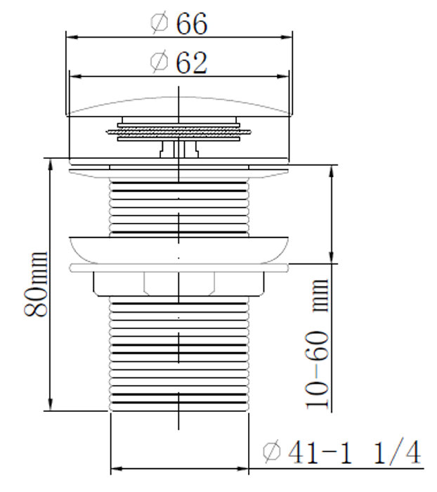 Bundventil pop-up Ø66 × 80 mm messing